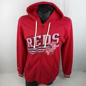 Mitchell & Ness Mens Cincinnati Reds Zip Up Hoodie